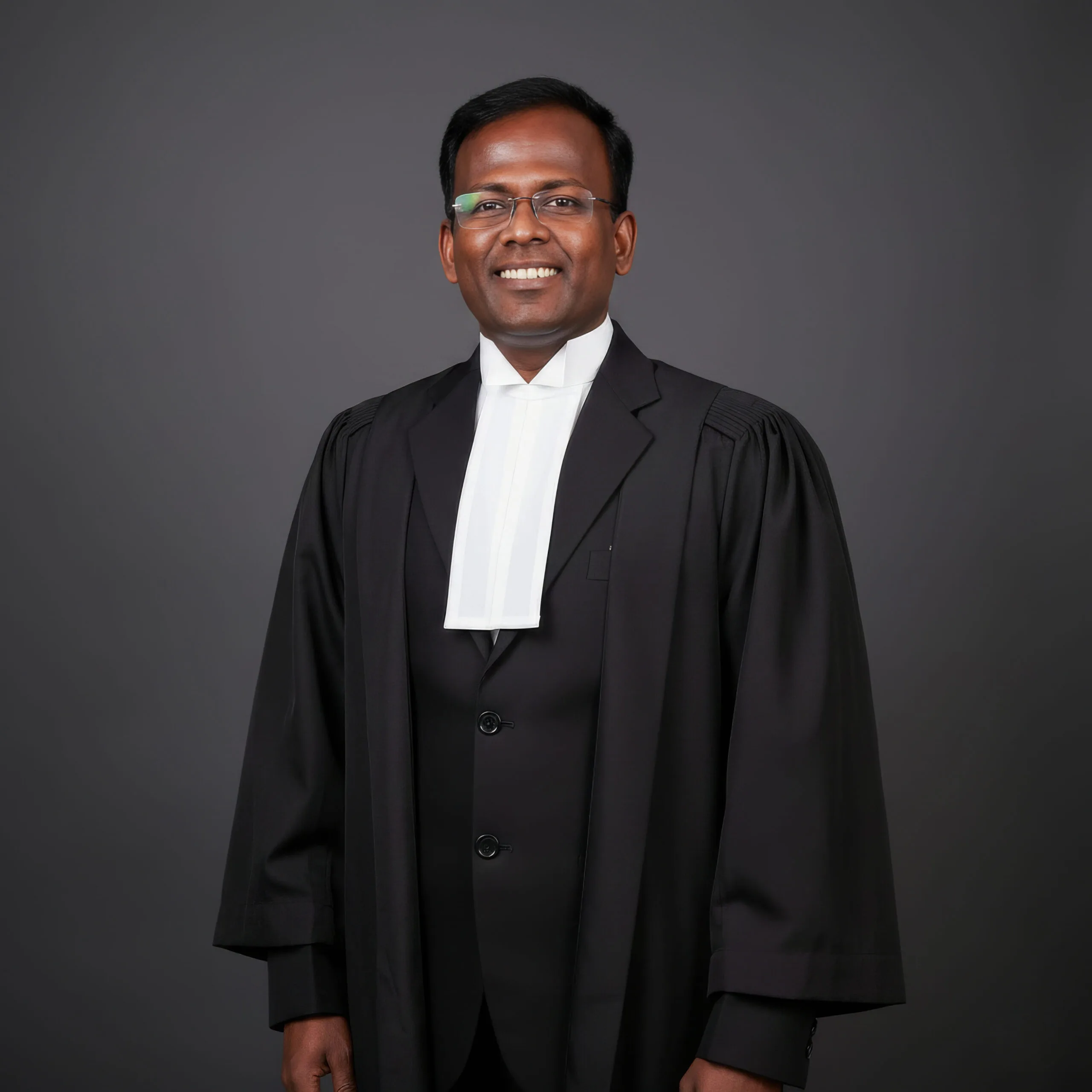 Professional portrait of Advocate K Rajesh Kannan, a leading lawyer practicing at the High Court of Kerala in Kochi.